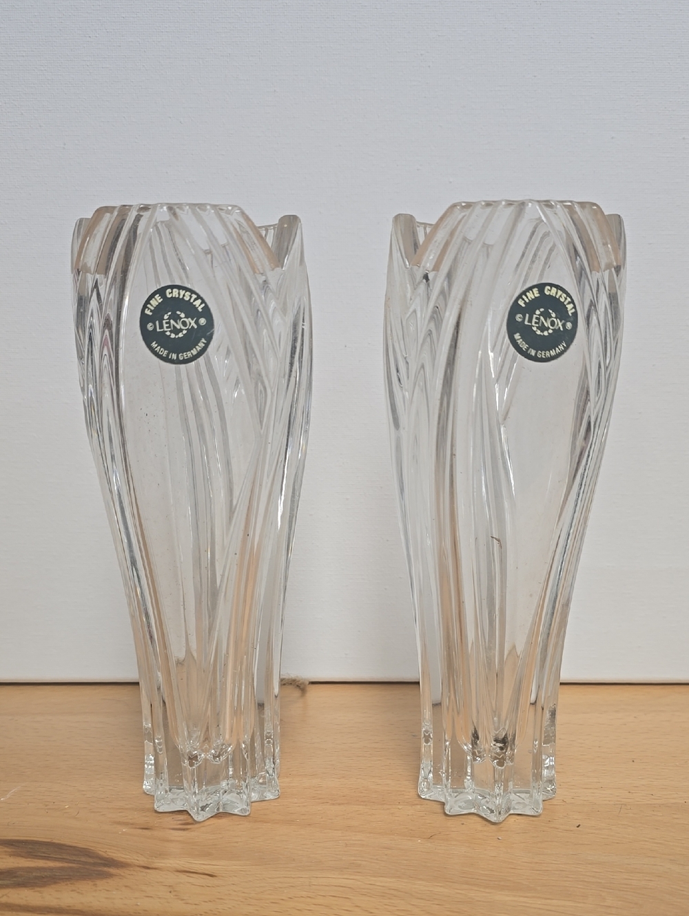 Lenox Clear Crystal Swirl Pair of Vases